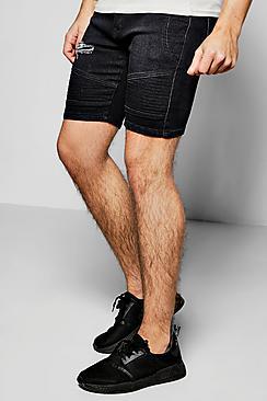 Boohoo Black Skinny Fit Ripped Biker Shorts