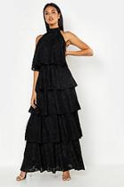 Boohoo Frill Layered Halter Neck Maxi Dress