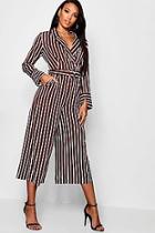 Boohoo Pyjama Style Striped Culotte Jumpsuit