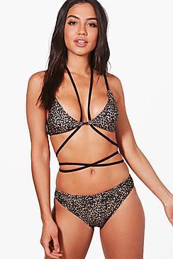 Boohoo Miami Animal Criss Cross Bikini