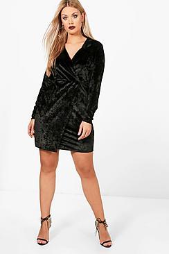 Boohoo Plus Stacey Velvet Wrap Blazer Dress