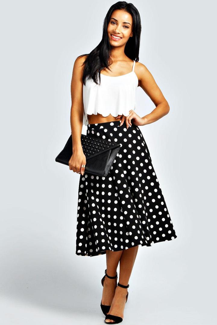 Boohoo Grace Jersey Crepe Polka Dot Full Midi - Multi