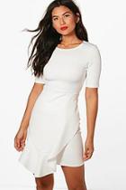 Boohoo Ruffle Hem Tailored Dress