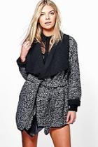 Boohoo Lillie Belted Boucle Waterfall Coat