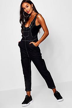 Boohoo Contrast Stitch Denim Overall