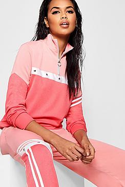 Boohoo Tonal Popper Stripe Track Top