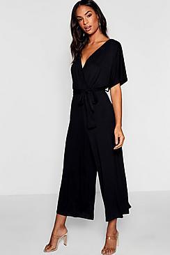 Boohoo Tall Jersey Kimono Sleeve Wrap Jumpsuit