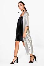 Boohoo Fiona Metallic Longline Kimono Gold