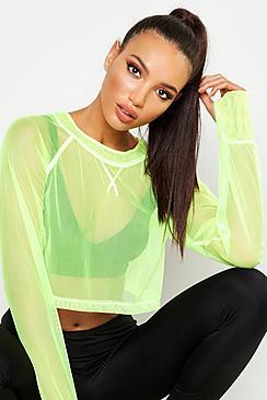 Boohoo Fit Neon Mesh Gym Top