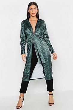 Boohoo Snake Woven Longline Tie Kimono