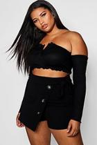 Boohoo Plus Button Detailed Belted Skort