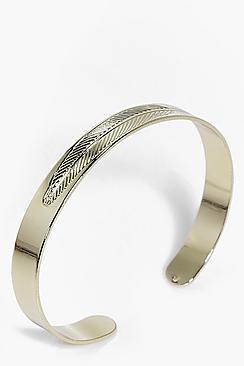 Boohoo Maya Engraved Feather Cuff