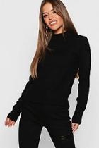 Boohoo Petite Ribbed Roll Neck Jumper