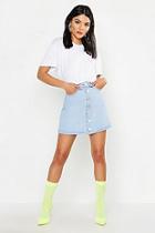 Boohoo Button Front Denim Mini Skirt
