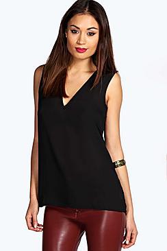 Boohoo Anna Deep V Neck Sleeveless Tank