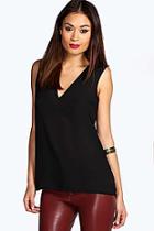 Boohoo Anna Deep V Neck Sleeveless Tank