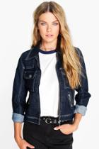 Boohoo Louise Square Pocket Jean Jacket Indigo
