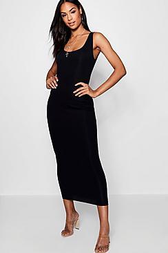 Boohoo Tall Rib Sleeveless Midi Dress
