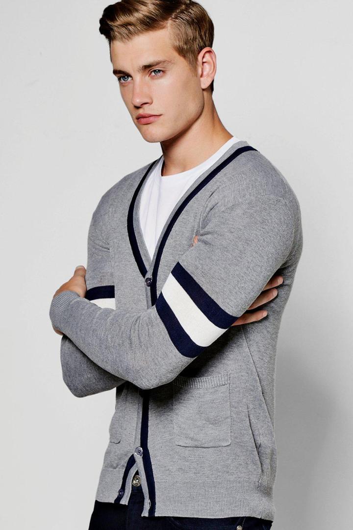 Boohoo Grey Fine Gauge Button Through Knitted Cardigan Grey