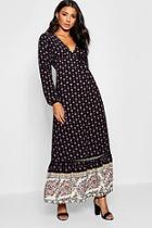 Boohoo Ella Boarder Print Ruffle Hem Maxi Dress