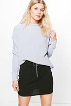 Boohoo Petite Olivia Oversized Knitted Jumper Dove