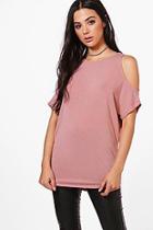 Boohoo Jessica Cold Shoulder Batwing Knitted Top