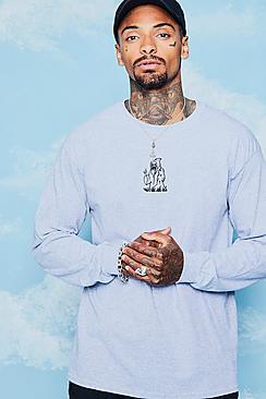 Boohoo Front And Back Print Long Sleeve Loose Fit T-shirt