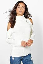 Boohoo Tall Shay High Neck Cold Shoulder Jumper