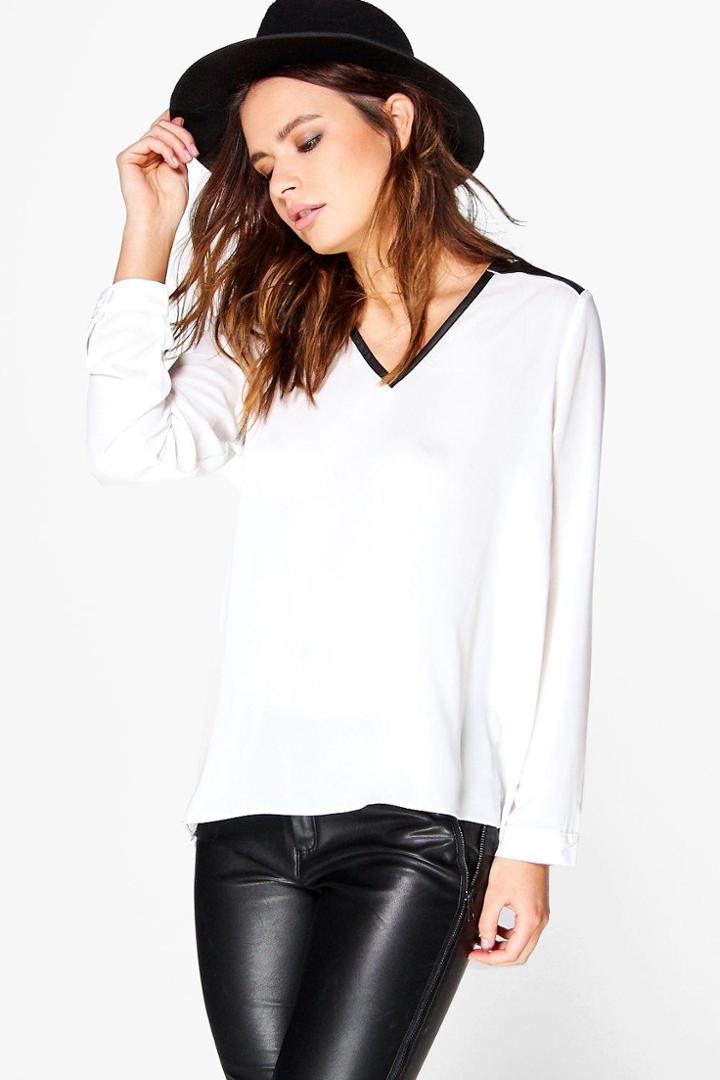 Boohoo Katie Woven Shirt Ivory