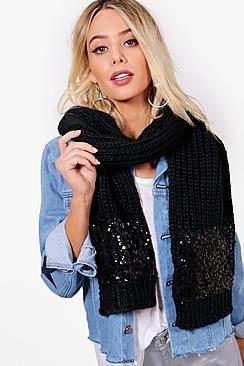 Boohoo Michelle Sequin Border Scarf