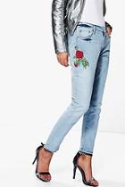 Boohoo Emma Embroidered Slim Fit Boyfriend Jeans