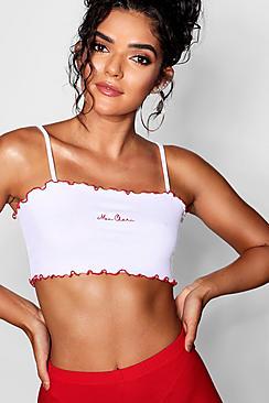 Boohoo Frankie Lettuce Hem Embroidered Slogan Cami