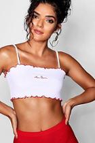 Boohoo Frankie Lettuce Hem Embroidered Slogan Cami
