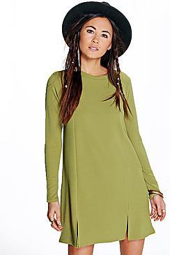 Boohoo Naira Cut Out Hem Crepe Shift Dress