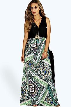Boohoo Mia Paisley Print Contrast Maxi Dress
