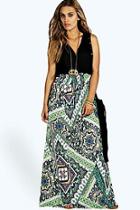 Boohoo Mia Paisley Print Contrast Maxi Dress