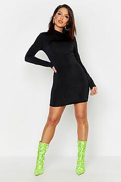 Boohoo Slinky Neon High Neck Bodycon Dress