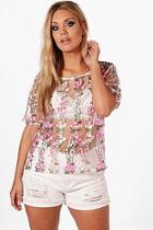 Boohoo Plus Claire Embroidered Shell Top