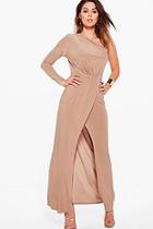 Boohoo Caia One Shoulder Wrap Slinky Maxi Dress