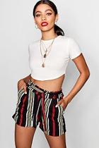 Boohoo Bethan Stripe Belted Short