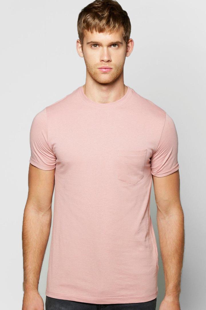 Boohoo Crew Neck Pocket T Shirt Pink
