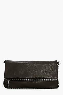Boohoo Edie Zip Edge Fold Over Clutch Bag