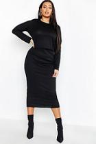 Boohoo Plus Rib Top & Midi Skirt Co-ord