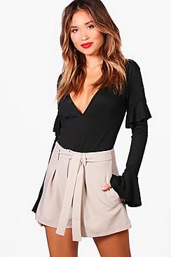 Boohoo Tie Belt Shorts