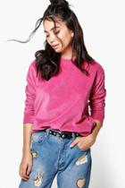 Boohoo Lola Velour Sweater Pink