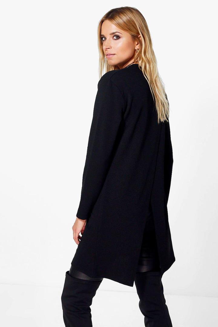 Boohoo Imogen Midi Length Split Back Duster Black