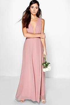 Boohoo Eloise Wrap Front Chiffon Maxi Dress