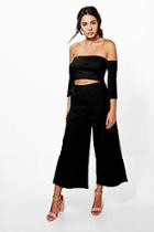 Boohoo Becky Off The Shoulder And Culotte Co-ord