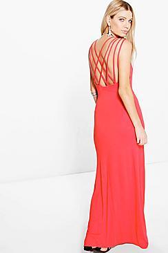 Boohoo Katia Cross Back Strap Detail Maxi Dress