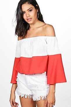 Boohoo Martha Colourblock Bardot Top